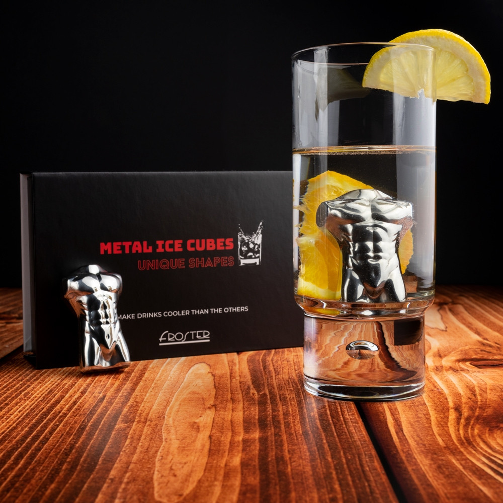 Metalowe stalowe kostki do drinków napojów Facet - obrazek 2